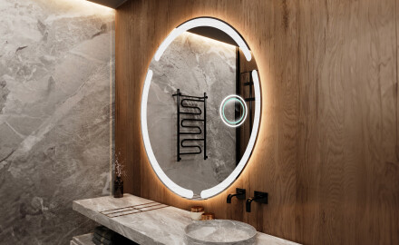 Rotondo specchio parete retroilluminato per bagno L119