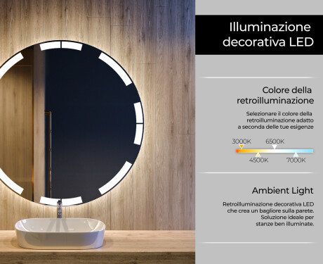 Rotondo specchio parete retroilluminato per bagno L120 #4