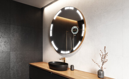 Rotondo specchio parete retroilluminato per bagno L120