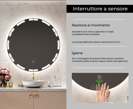 Rotondo specchio parete retroilluminato per bagno L121 #6