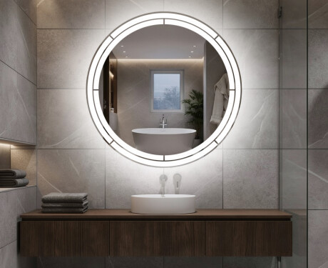 Specchio bagno rotondo con luci LED L122