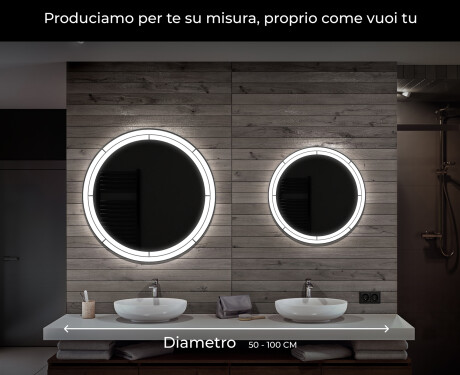 Specchio bagno rotondo con luci LED L122 #6