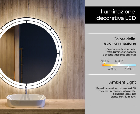 Specchio bagno rotondo con luci LED L122 #4