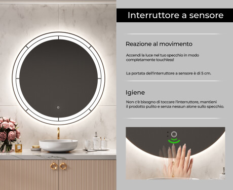 Specchio bagno rotondo con luci LED L122 #6