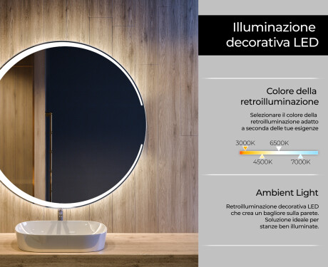 Rotondo specchio parete retroilluminato per bagno L123 #4