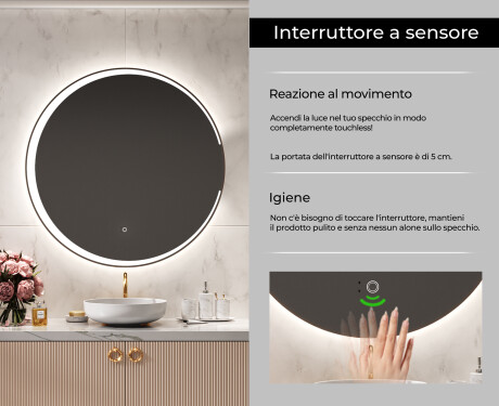 Rotondo specchio parete retroilluminato per bagno L123 #6