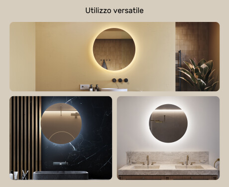 Rotondo specchio parete retroilluminato per bagno 70cm su šaltu LED apšvietimu 7000K, šiltu apšvietimu 3000K arba neutraliu apšvietimu 4500K #2