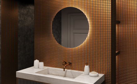 Rotondo specchio parete retroilluminato per bagno 70cm su šaltu LED apšvietimu 7000K, šiltu apšvietimu 3000K arba neutraliu apšvietimu 4500K