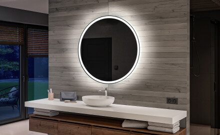 Specchio rotondo retroilluminato LED per bagno a batteria L76