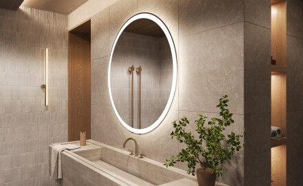 Specchio rotondo retroilluminato LED per bagno a batteria L76