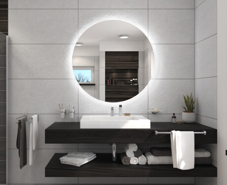 Specchio rotondo con luce LED per bagno a batteria L82 #5