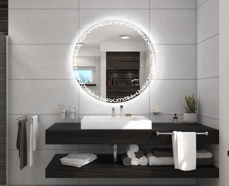 Specchio rotondo retroilluminato LED per bagno a batteria L115 #5