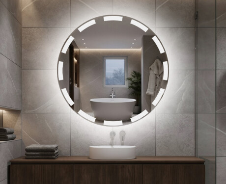 Specchio rotondo con luce LED per bagno a batteria L117