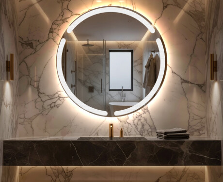 Specchio rotondo con luce LED per bagno a batteria L119