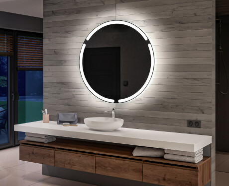 Specchio rotondo con luce LED per bagno a batteria L119