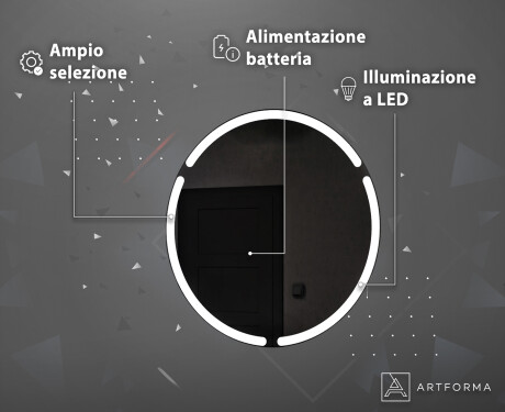 Specchio rotondo con luce LED per bagno a batteria L119 #4