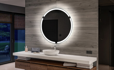 Specchio rotondo con luce LED per bagno a batteria L119