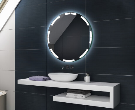 Specchio rotondo retroilluminato LED per bagno a batteria L120 #4