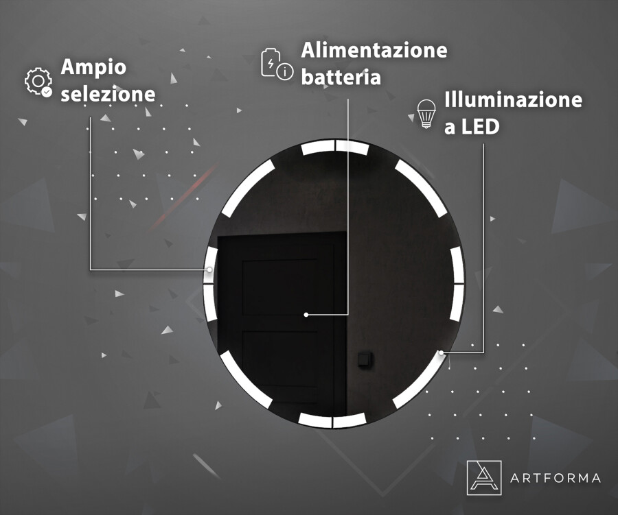 Specchio Rotondo LED Da Bagno 70/80/90/100/120 cm, Antiappannamento, Touch,  IP44