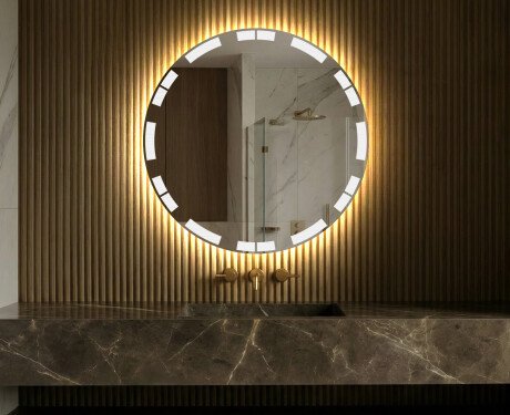 Specchio rotondo con luce LED per bagno a batteria L121