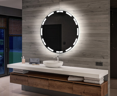 Specchio rotondo con luce LED per bagno a batteria L121
