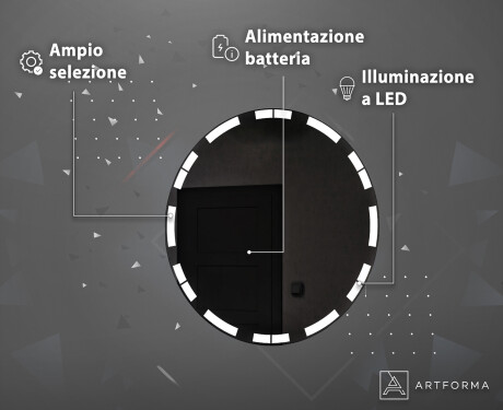 Specchio rotondo con luce LED per bagno a batteria L121 #4