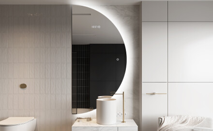 Specchio a LED Mezza Luna Moderno - Illuminazione Elegante per Bagno A221