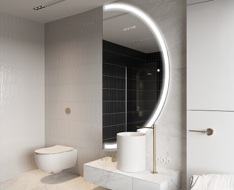 Specchio a LED Mezza Luna Moderno - Illuminazione Elegante per Bagno A222