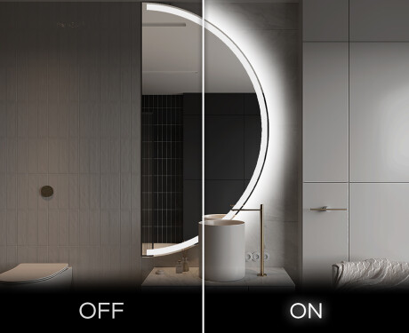 Specchio a LED Mezza Luna Moderno - Illuminazione Elegante per Bagno A222 #3