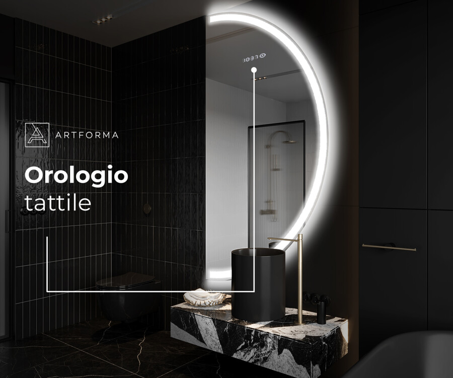 Artforma - Specchio a LED Mezza Luna Moderno - Illuminazione Elegante per  Bagno A222