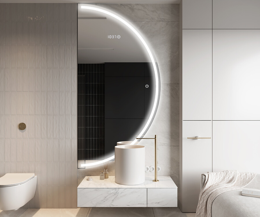Artforma - Specchio a LED Mezza Luna Moderno - Illuminazione Elegante per  Bagno A223