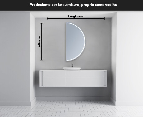 Specchio a LED Mezza Luna Moderno - Illuminazione Elegante per Bagno A223 #4