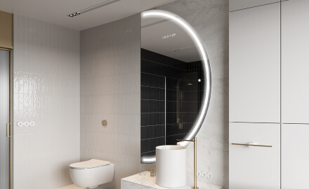 Specchio a LED Mezza Luna Moderno - Illuminazione Elegante per Bagno A223