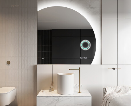 Specchio a LED Mezza Luna Moderno - Illuminazione Elegante per Bagno Q221
