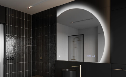 Specchio a LED Mezza Luna Moderno - Illuminazione Elegante per Bagno Q221