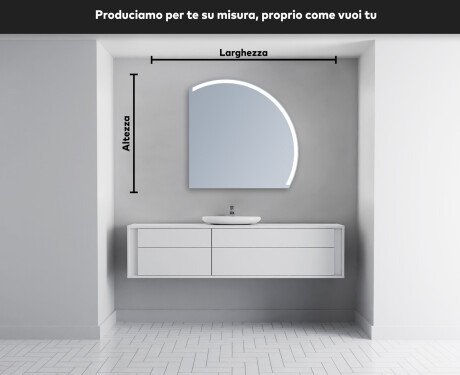 Specchio a LED Mezza Luna Moderno - Illuminazione Elegante per Bagno Q222 #4