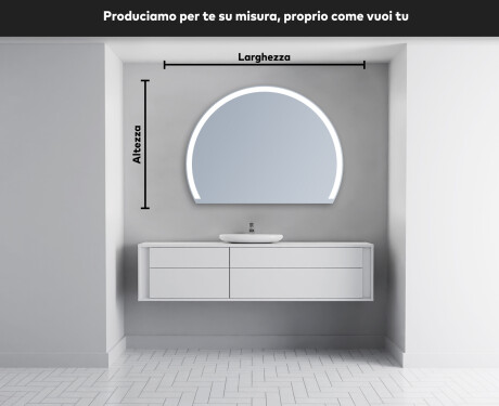 Specchio a LED Mezza Luna Moderno - Illuminazione Elegante per Bagno W222 #4