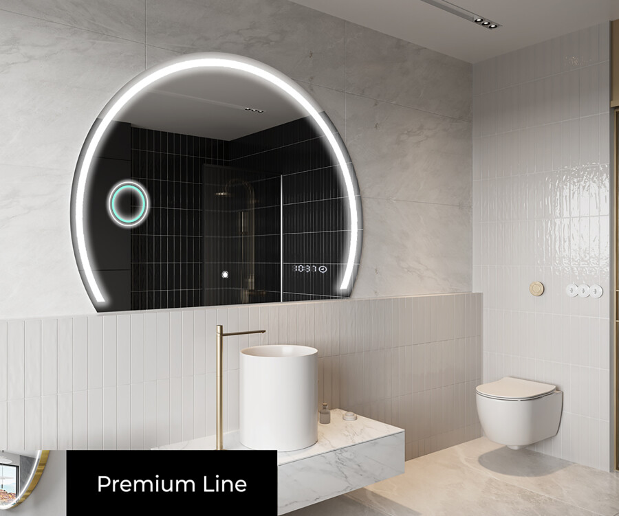 Artforma - Specchio a LED Mezza Luna Moderno - Illuminazione Elegante per  Bagno W223