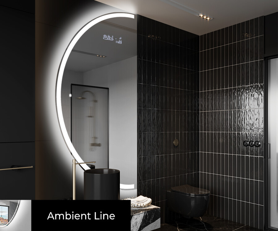 Artforma - Specchio a LED Mezza Luna Moderno - Illuminazione Elegante per  Bagno D223
