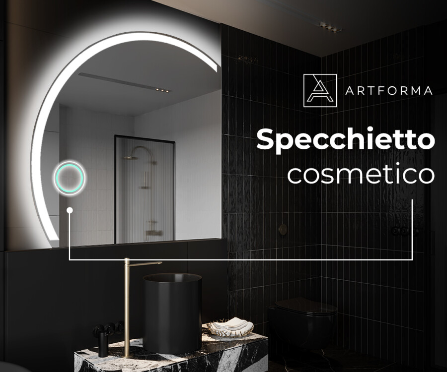 Artforma - Specchio a LED Mezza Luna Moderno - Illuminazione Elegante per  Bagno X222