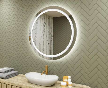 Rotondo specchio parete retroilluminato per bagno 80cm su šaltu LED apšvietimu 7000K, šiltu apšvietimu 3000K arba neutraliu apšvietimu 4500K