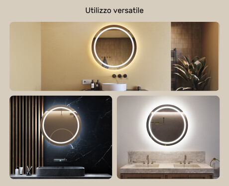 Rotondo specchio parete retroilluminato per bagno 80cm su šaltu LED apšvietimu 7000K, šiltu apšvietimu 3000K arba neutraliu apšvietimu 4500K #2