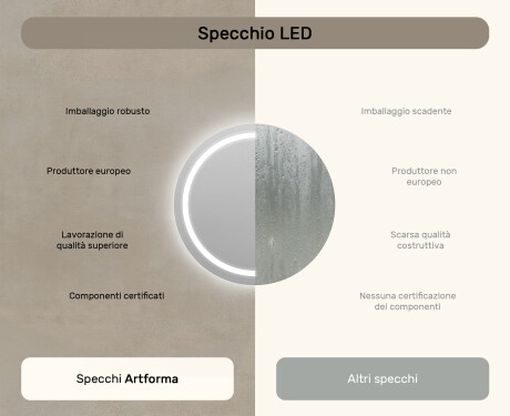 Rotondo specchio parete retroilluminato per bagno 80cm su šaltu LED apšvietimu 7000K, šiltu apšvietimu 3000K arba neutraliu apšvietimu 4500K #6