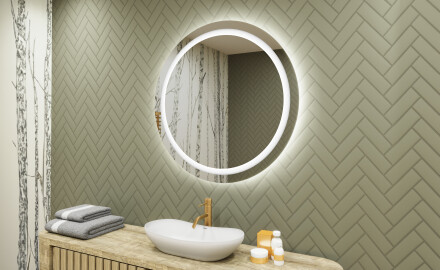 Rotondo specchio parete retroilluminato per bagno 80cm su šaltu LED apšvietimu 7000K, šiltu apšvietimu 3000K arba neutraliu apšvietimu 4500K