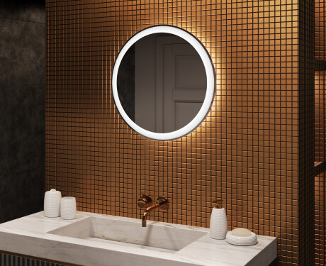 Rotondo specchio parete retroilluminato per bagno 60cm su šaltu LED apšvietimu 7000K, šiltu apšvietimu 3000K arba neutraliu apšvietimu 4500K