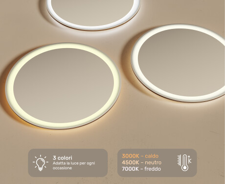 Rotondo specchio parete retroilluminato per bagno 60cm su šaltu LED apšvietimu 7000K, šiltu apšvietimu 3000K arba neutraliu apšvietimu 4500K #3