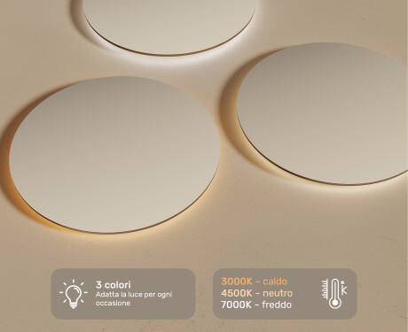 Rotondo specchio parete retroilluminato per bagno 80cm su šaltu LED apšvietimu 7000K, šiltu apšvietimu 3000K arba neutraliu apšvietimu 4500K #3
