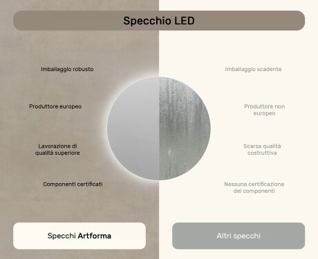 Rotondo specchio parete retroilluminato per bagno 80cm su šaltu LED apšvietimu 7000K, šiltu apšvietimu 3000K arba neutraliu apšvietimu 4500K #6
