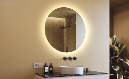 Rotondo specchio parete retroilluminato per bagno 80cm su šaltu LED apšvietimu 7000K, šiltu apšvietimu 3000K arba neutraliu apšvietimu 4500K