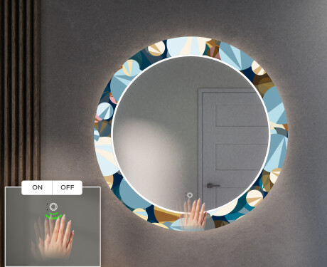 Rotondo specchio decorativi grande con luci LED per ingresso - Ball #5